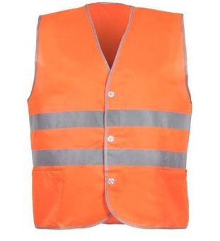 Жилет светоотражающий сигнальный оранжевый на пуговицах 1А 124281-2014